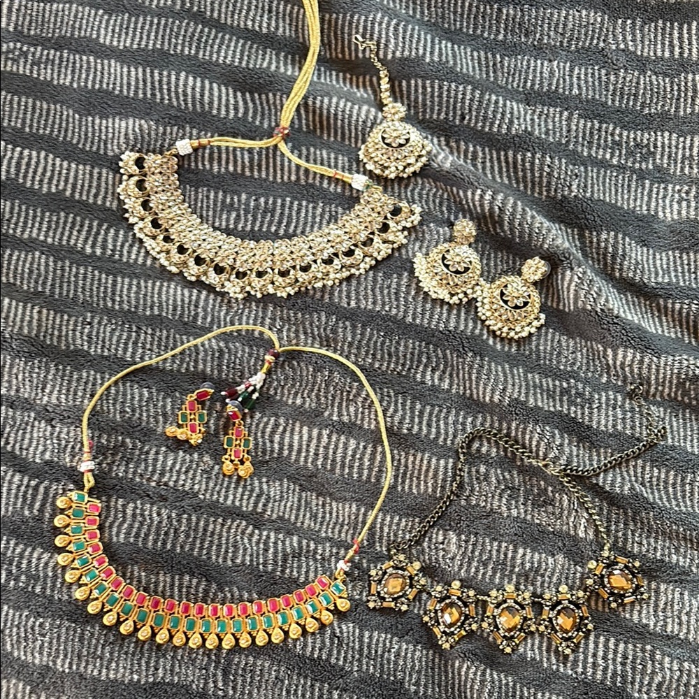 Bundle of Indian Kundan jewelry sets